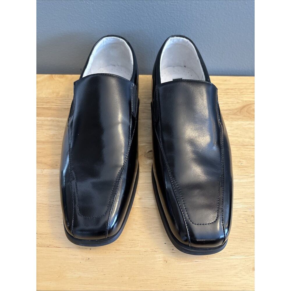 Near Mint. stacy adams‎ hillman black bike toe slip on leather loafer 11W